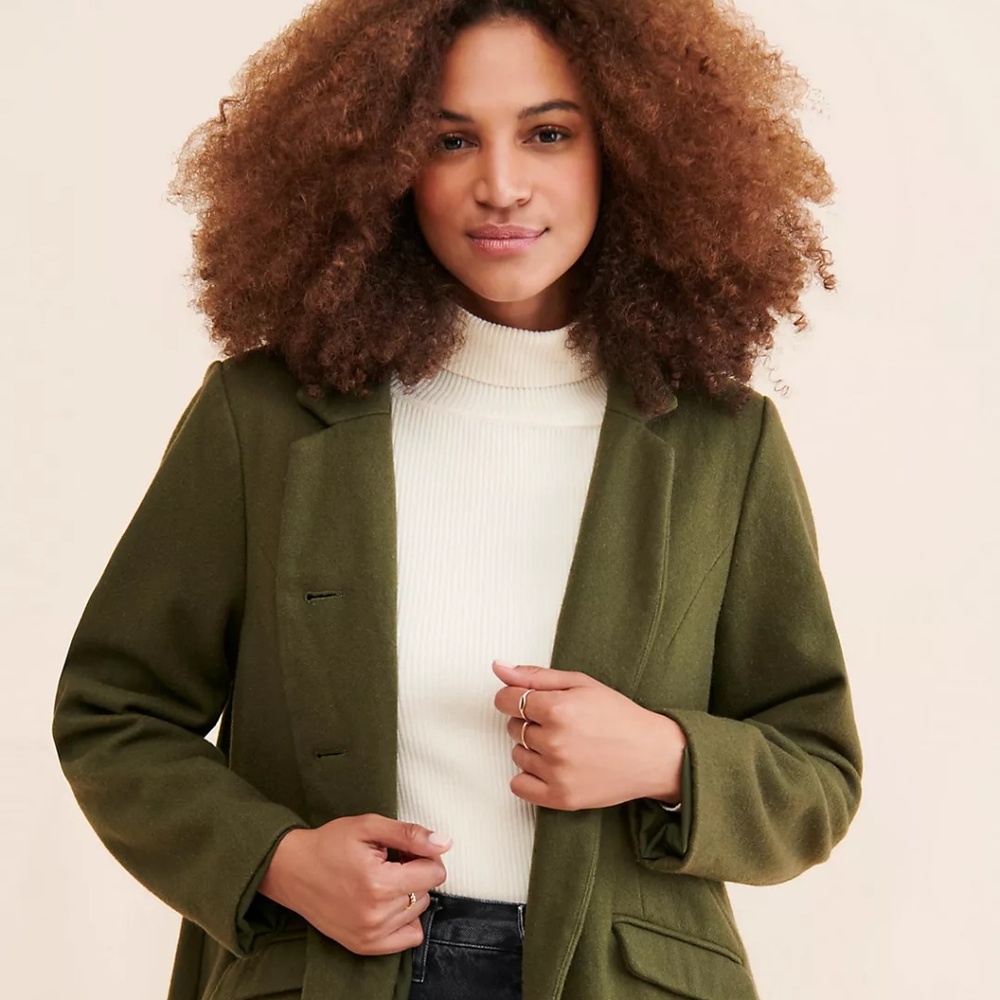 Universal Standard Green Wool Blend Coat Size 10-12 XS New Without Tags